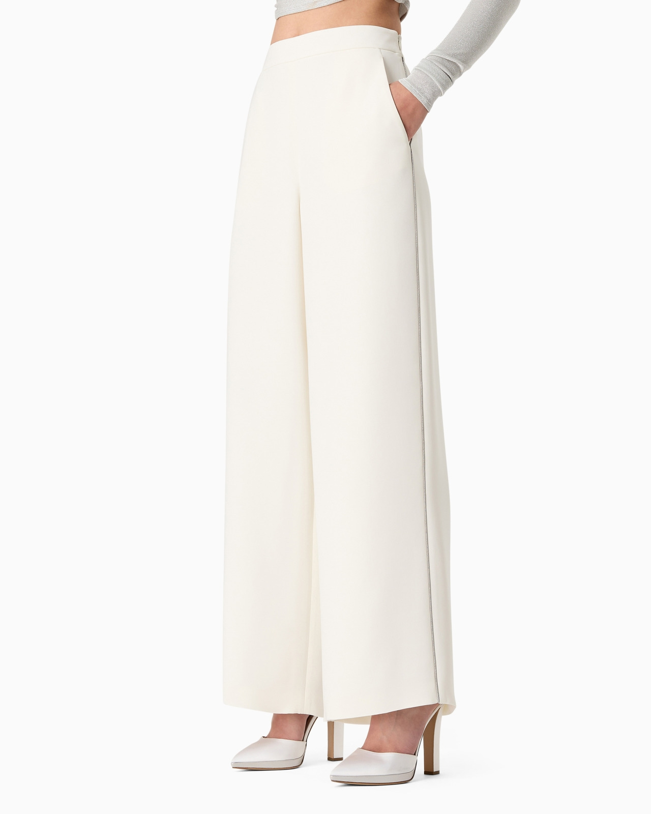 Silk cady wide-legged trousers - 2