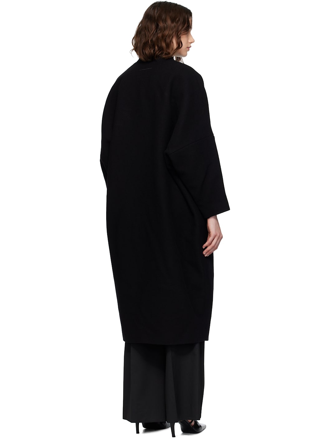 Black Wool Felt Coat - 3