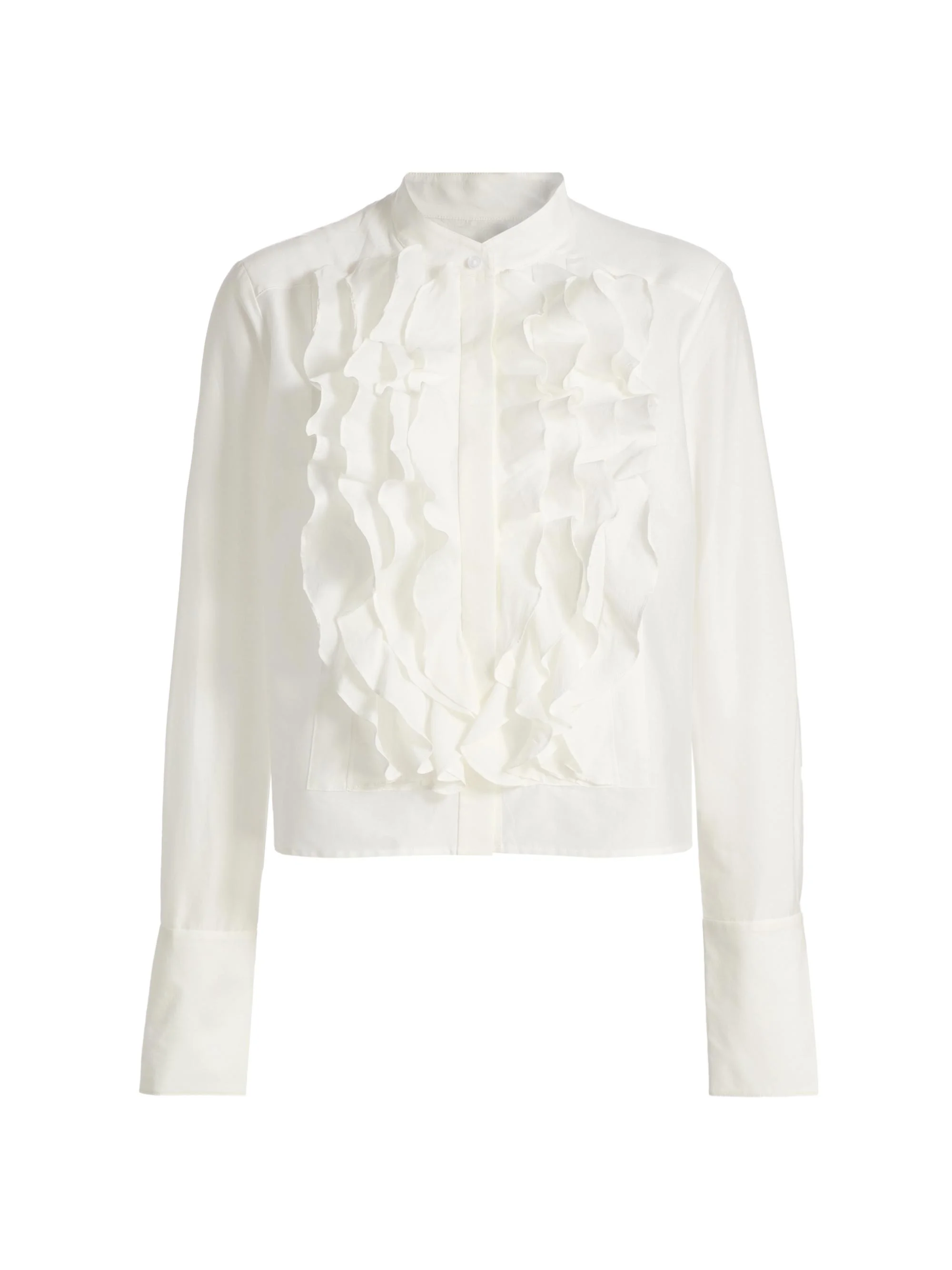 Women's Patti Ruffled Cotton-Silk Blouse - Ivory - 1