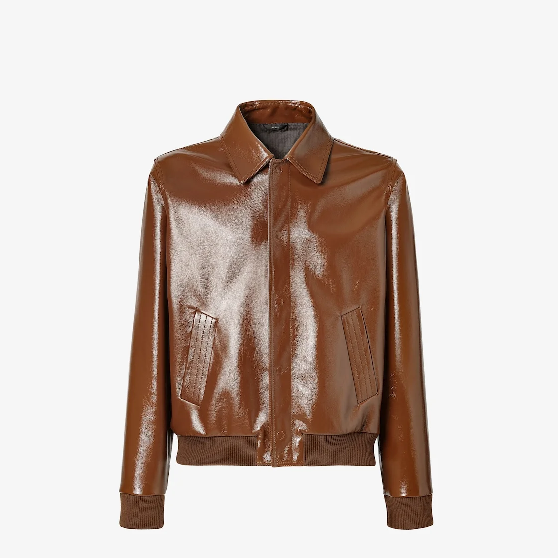Blouson Shiny brown leather blouson - 1