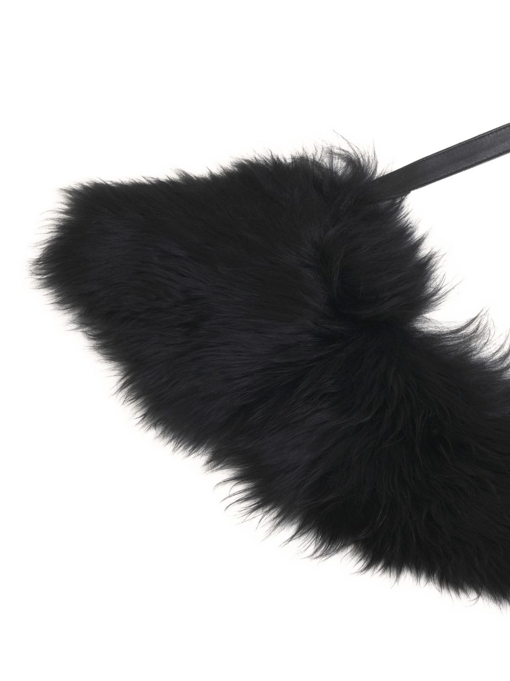 shearling leather-tie collar - 2