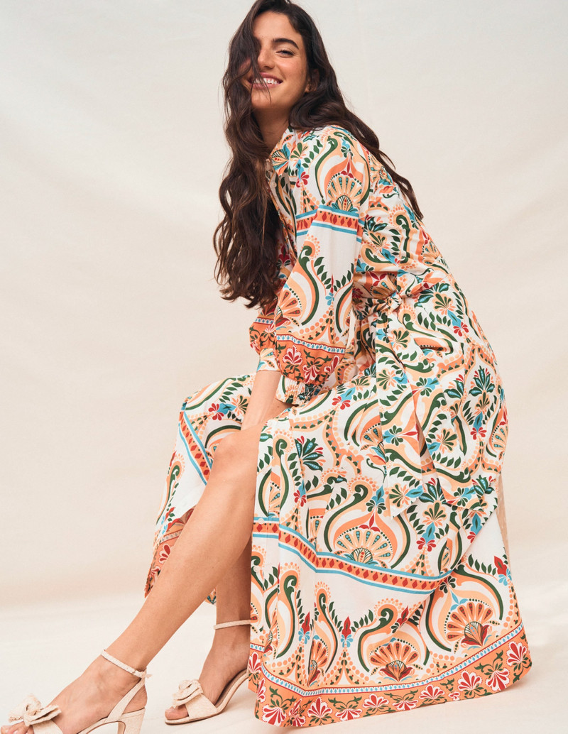 Clara Cotton Shirt Dress-Multi, Ornamental Floral 3