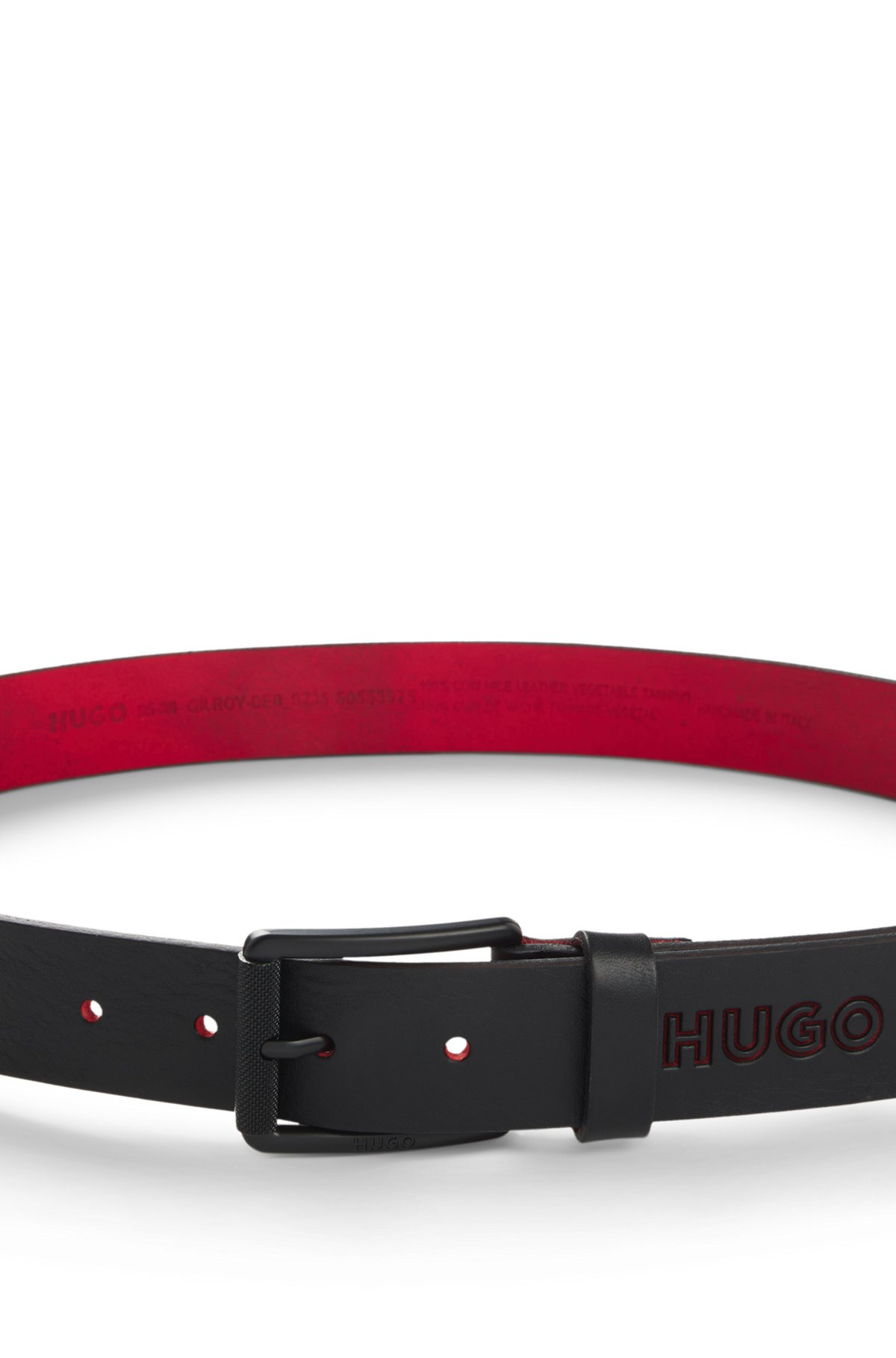 ITALIAN-LEATHER BELT WITH EMBOSSED LOGOS - 4