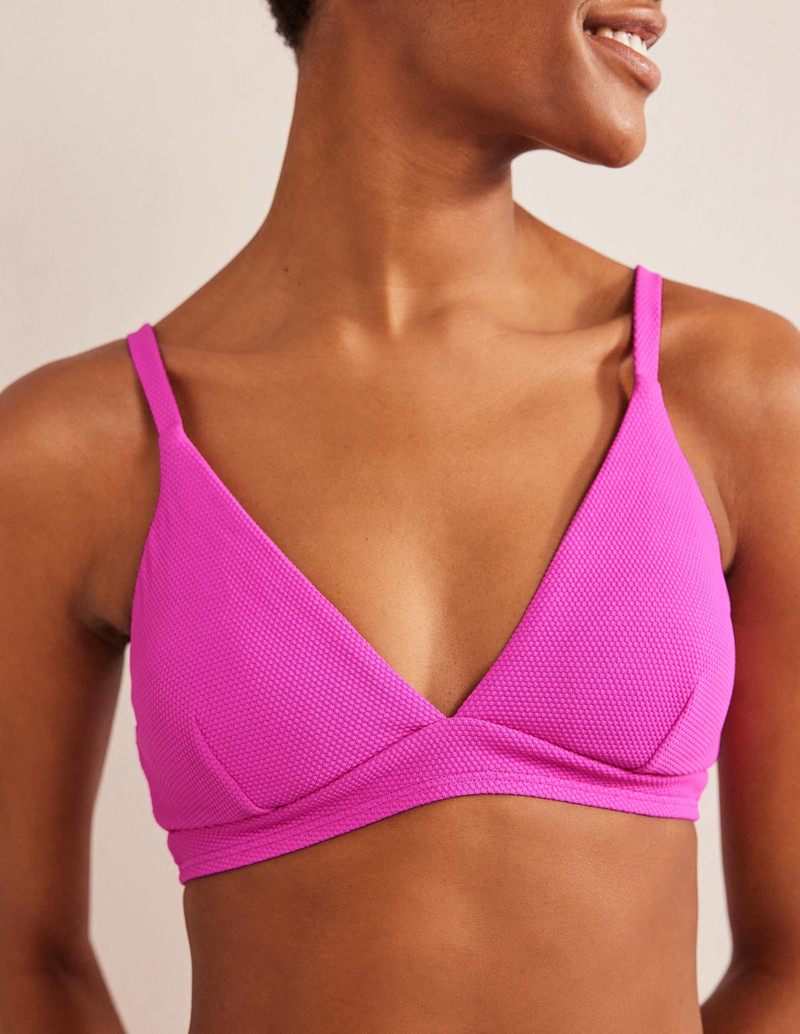 Arezzo V-neck Bikini Top-Amazing Pink Texture 3