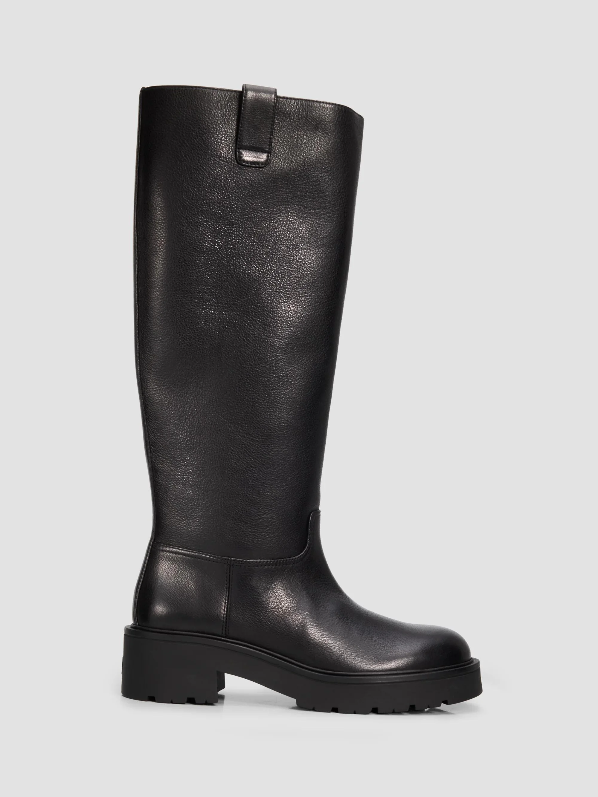 Women's Ren Knee-High Lug Sole Leather Boots - Black - 1