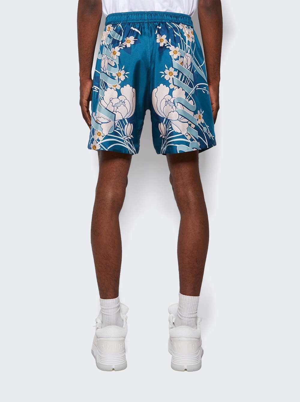 Floral Drawstring Shorts Blue - 5