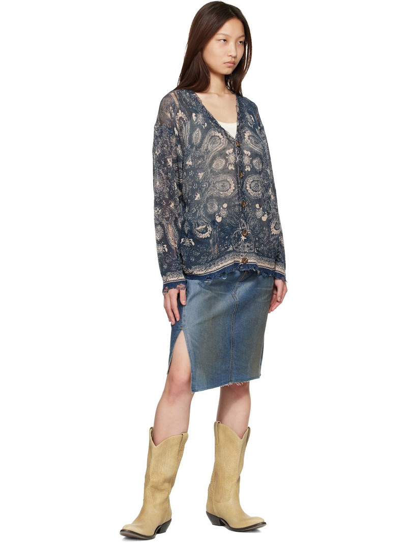 R13 Blue Printed Boyfriend Cardigan outlook