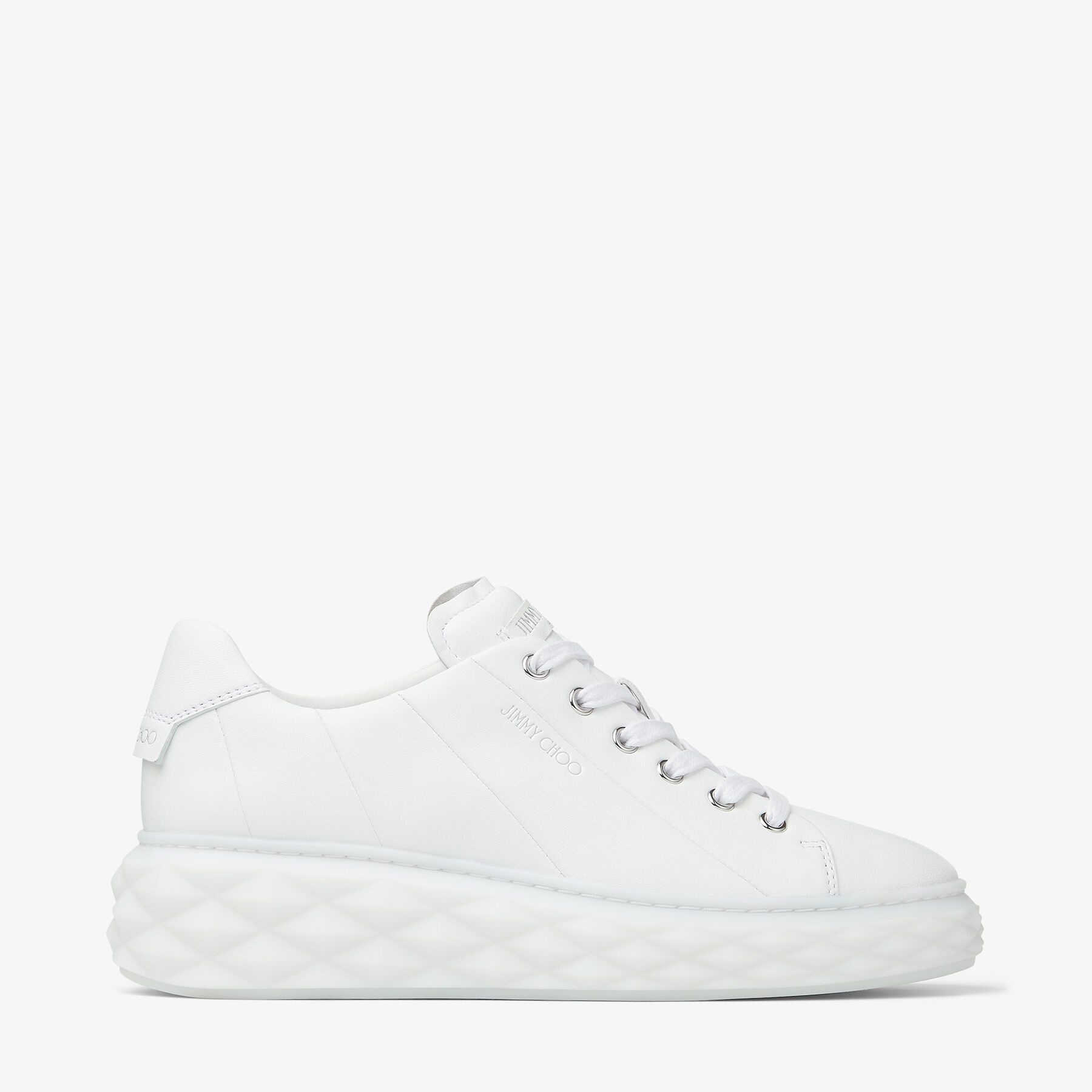Diamond Light Maxi/F
White Nappa Leather Low-Top Trainers with Platform Sole - 1