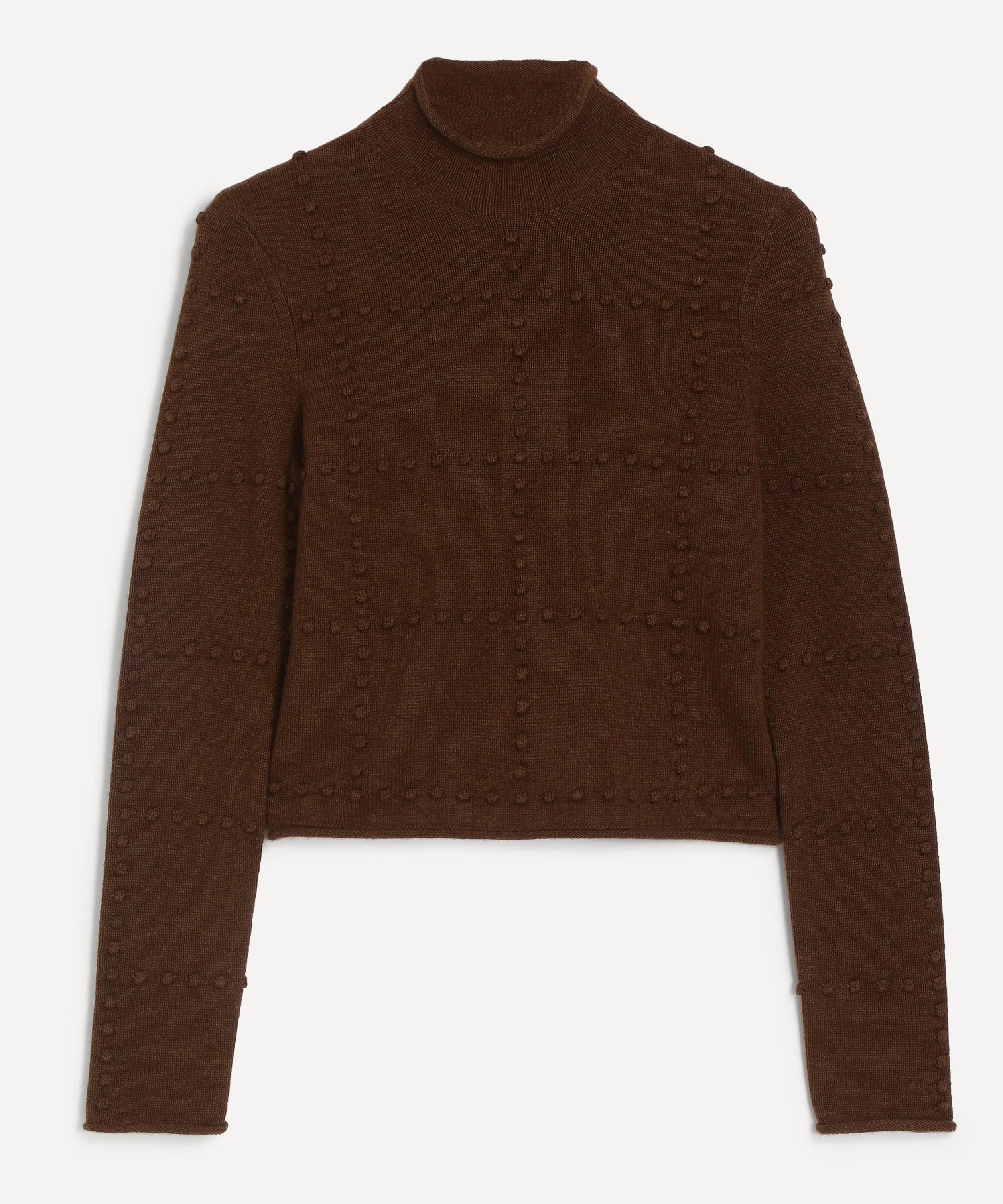Wool-Cashmere Popcorn Turtleneck Top - 1
