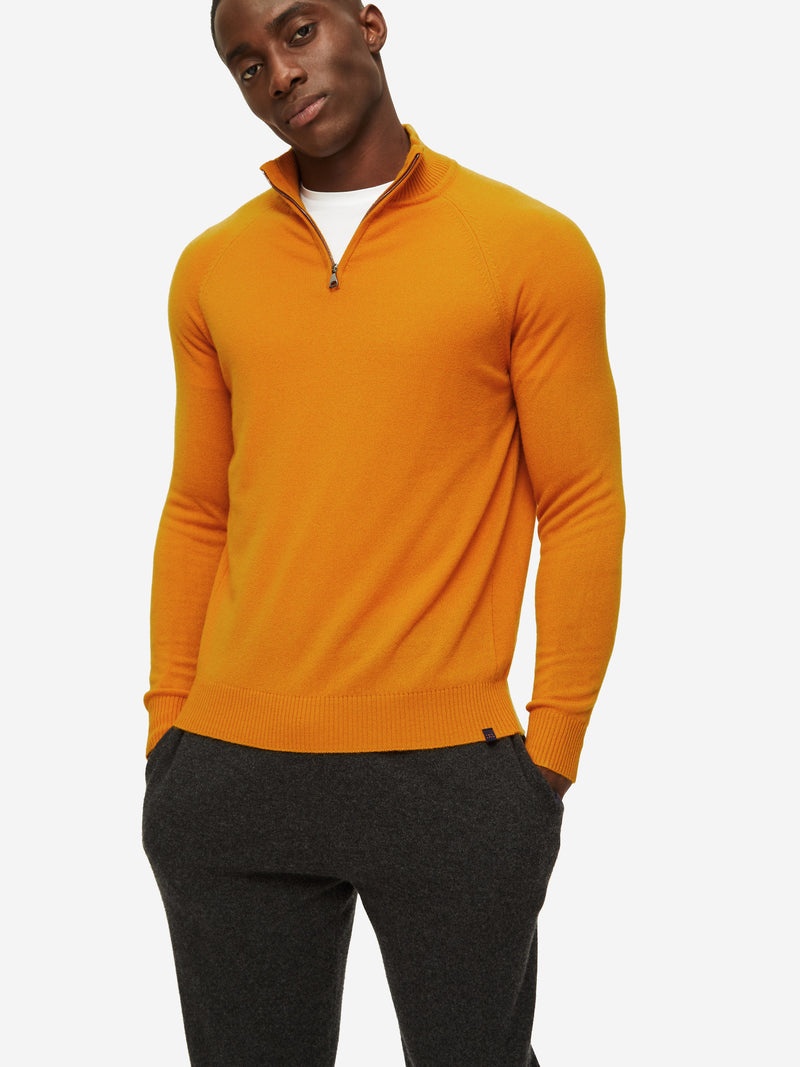 Men's Half-Zip Sweater Finley Cashmere Orange - 2