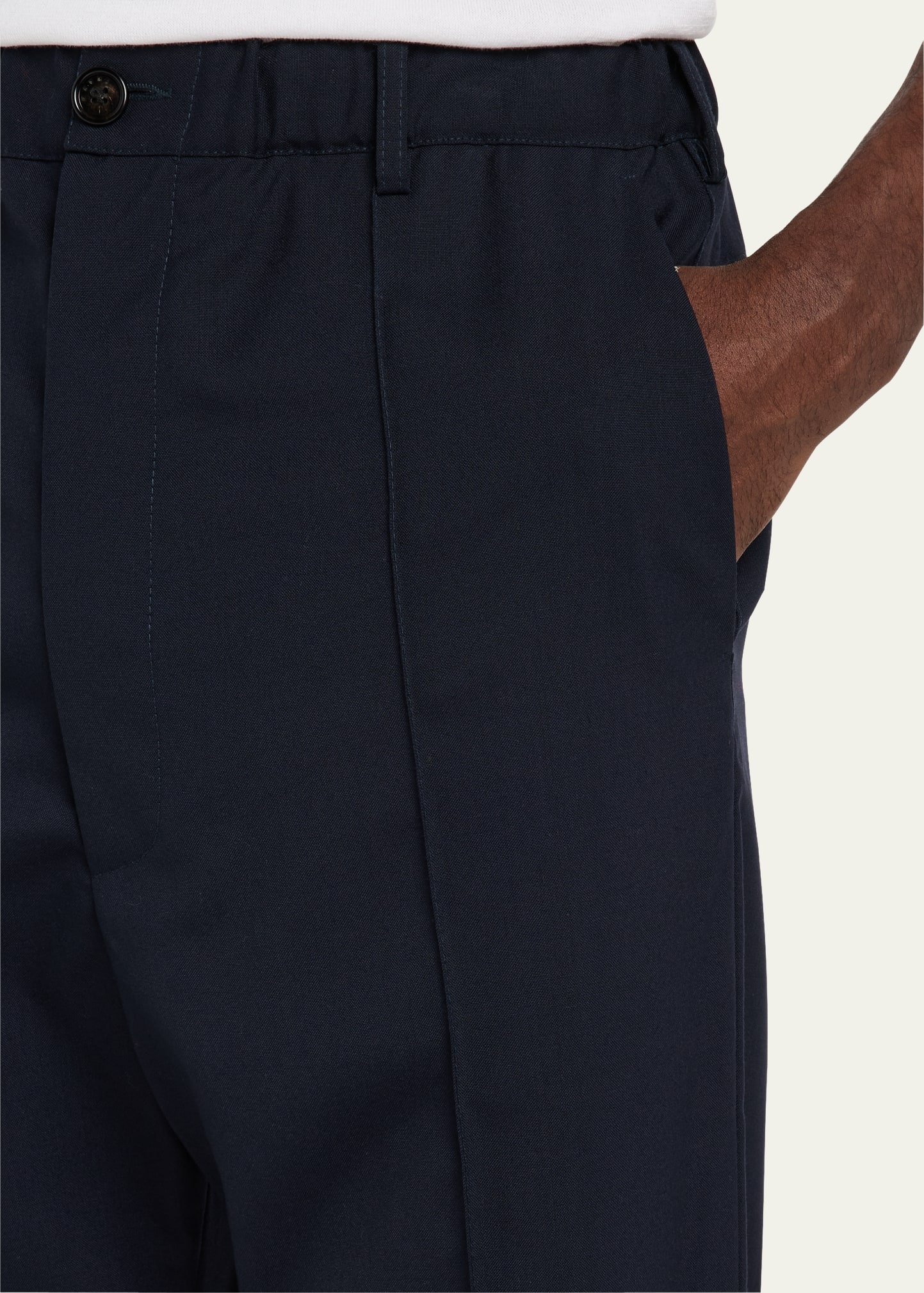Men's Wool High-Waist Drawstring Flare Pants - 5