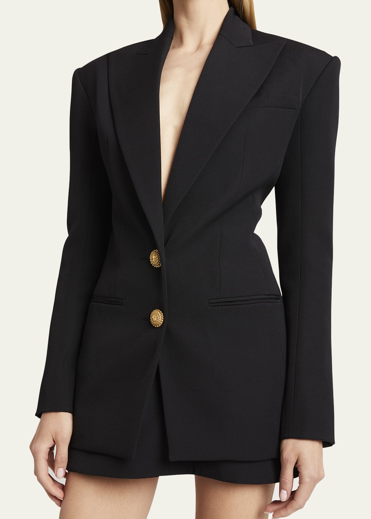 Two-Button Fitted Blazer Jacket - 5