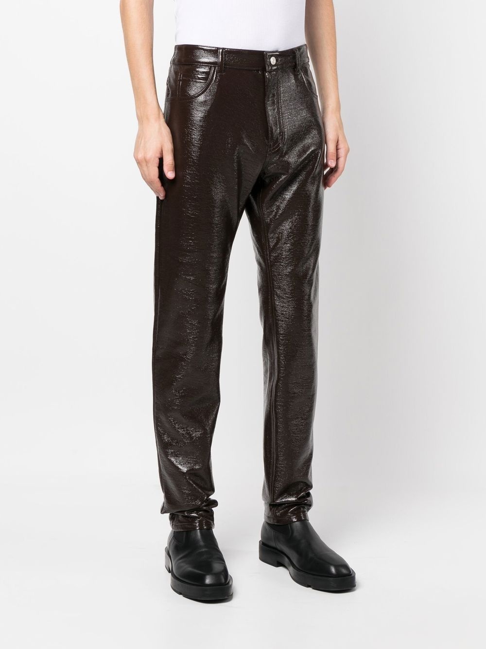 high-shine tapered trousers - 3