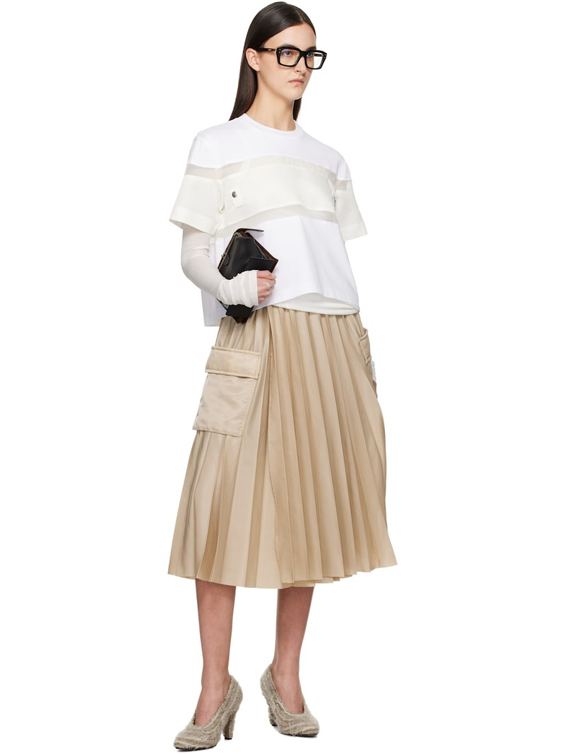 sacai White Nylon Twill Mix Cotton Jersey T-shirt outlook