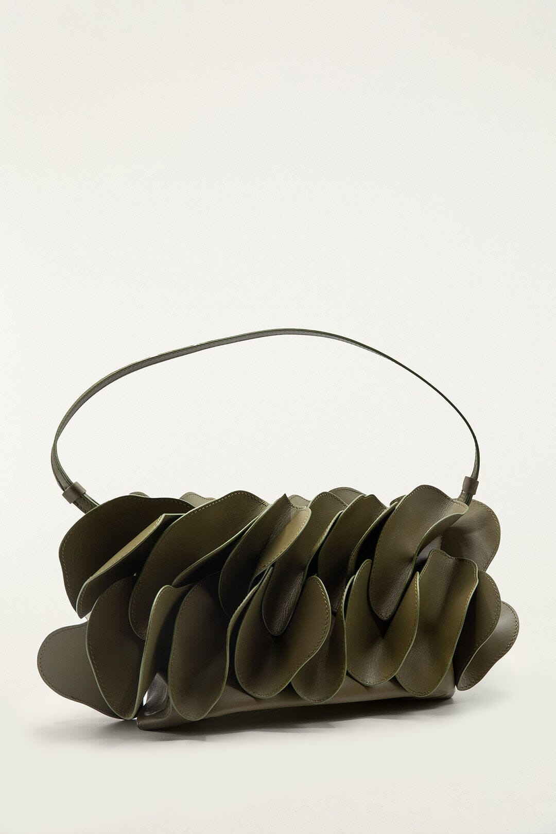 Green Leather Shoulder Flower Bag - 2
