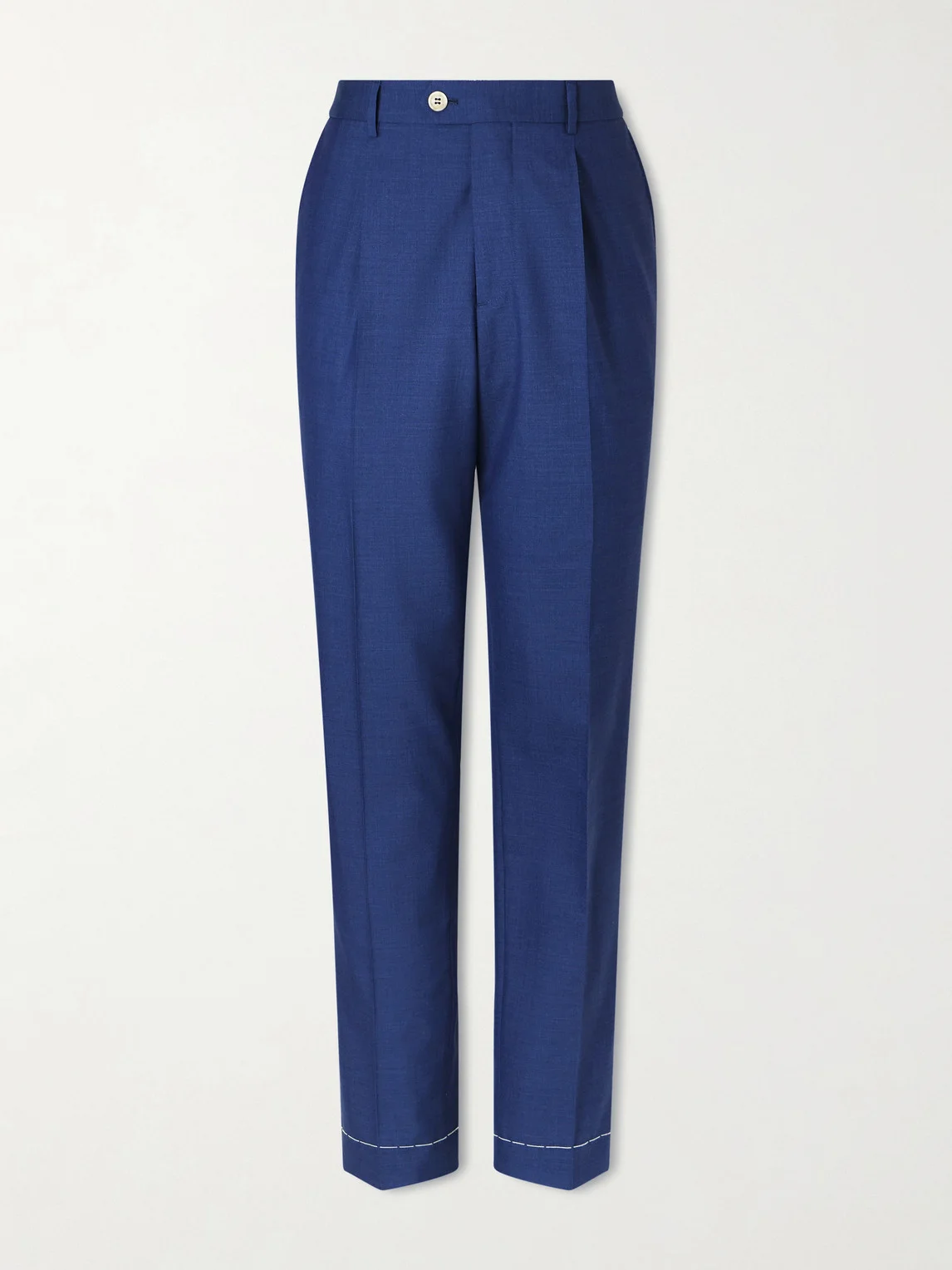 Straight-Leg Pleated Virgin Wool Suit Trousers - 1