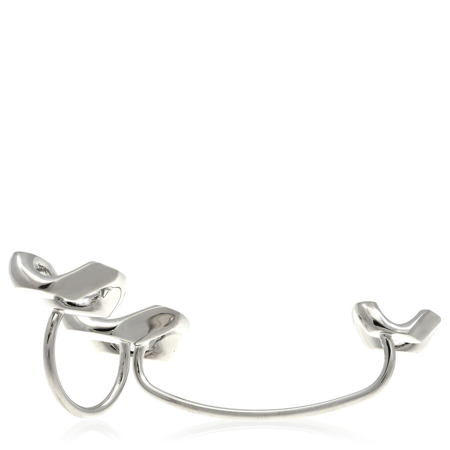 Burberry Chain Link Palladium-Plated Trio Ring - 4