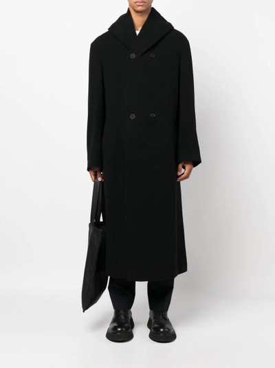 Yohji Yamamoto double-breasted hooded wool coat outlook