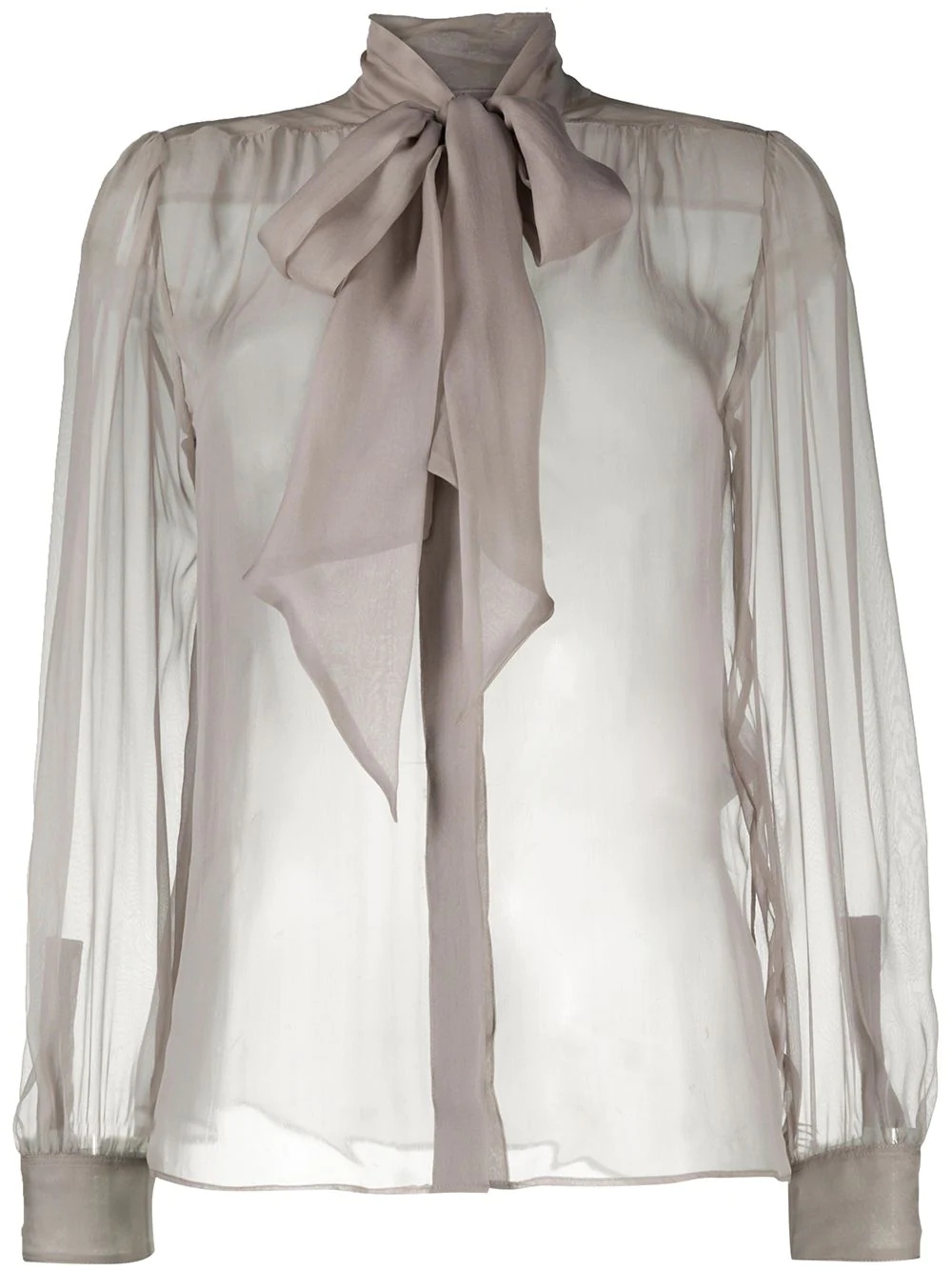 sheer silk bow blouse - 1