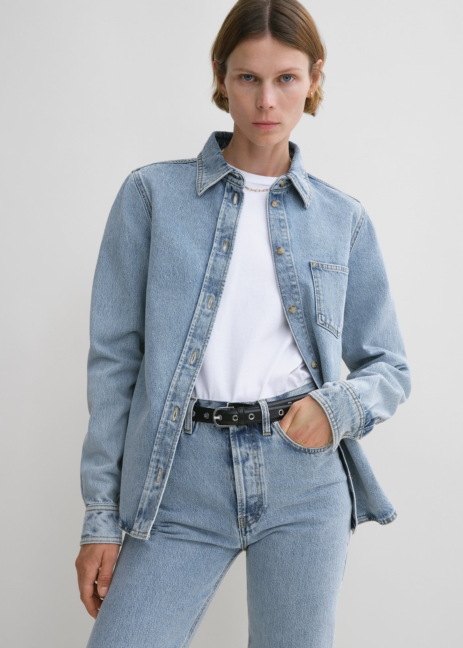 Petite denim shirt cool blue - 5