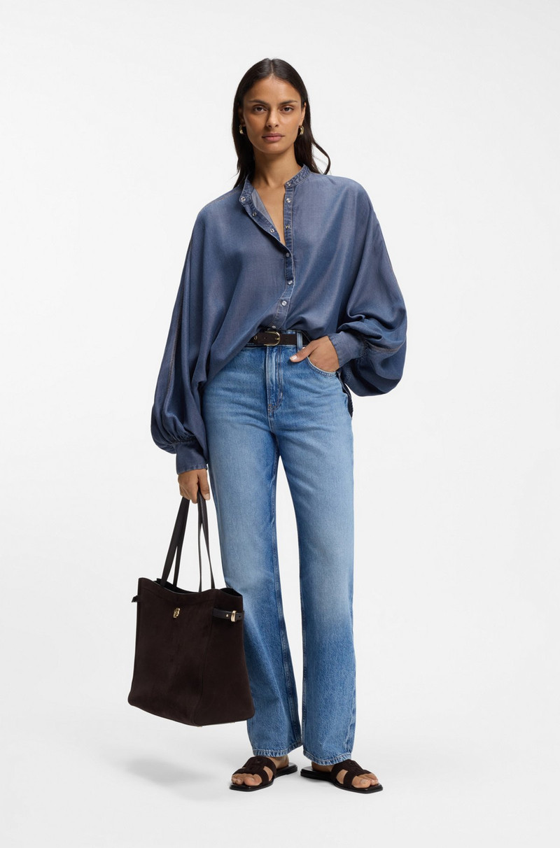 BOSS RELAXED-FIT BLOUSE WITH STAND COLLAR outlook