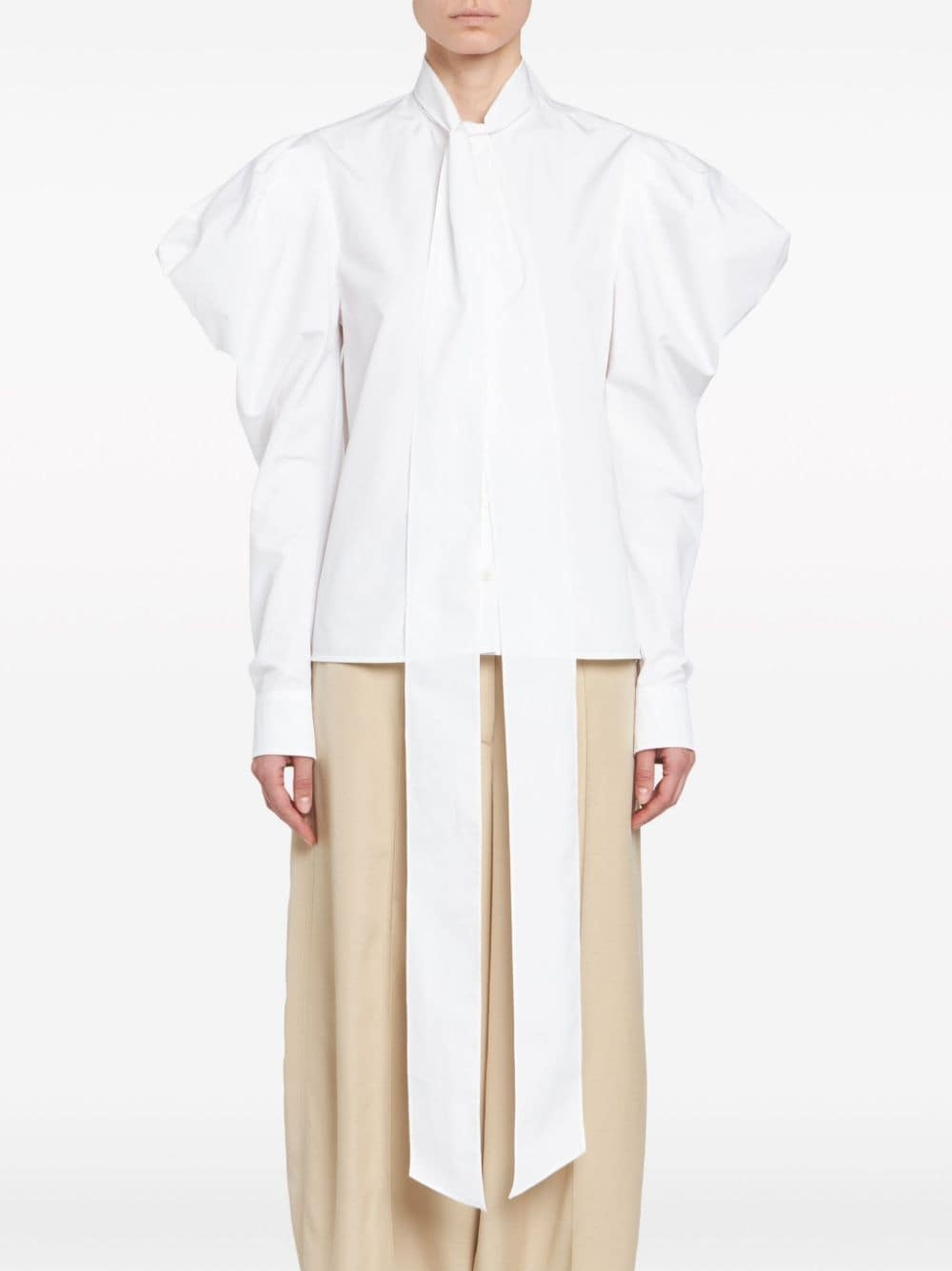 pussy-bow puff-sleeve shirt - 2