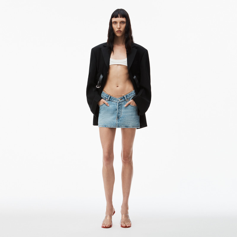 nameplate v front skirt in denim 6