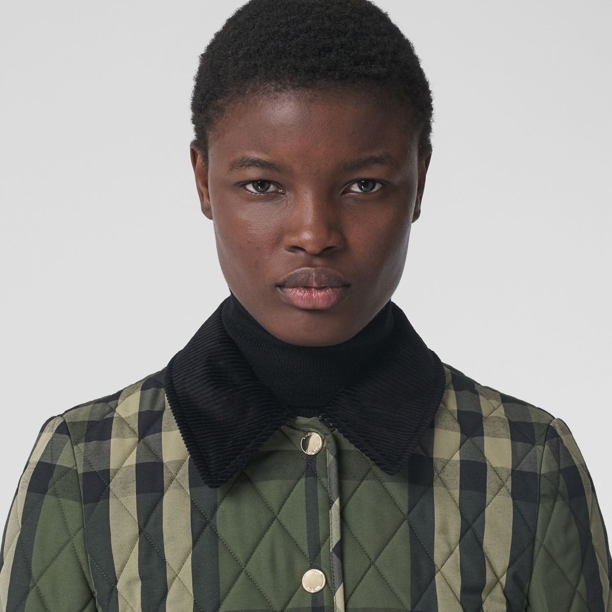 Corduroy Collar Diamond Quilted Barn Jacket - 3