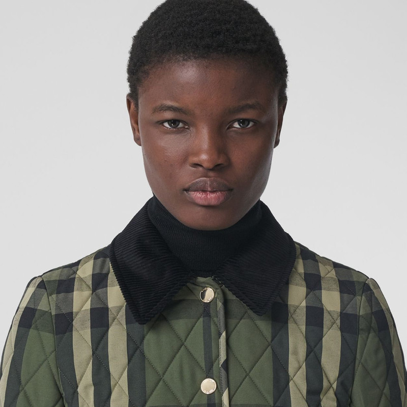 Corduroy Collar Diamond Quilted Barn Jacket 3