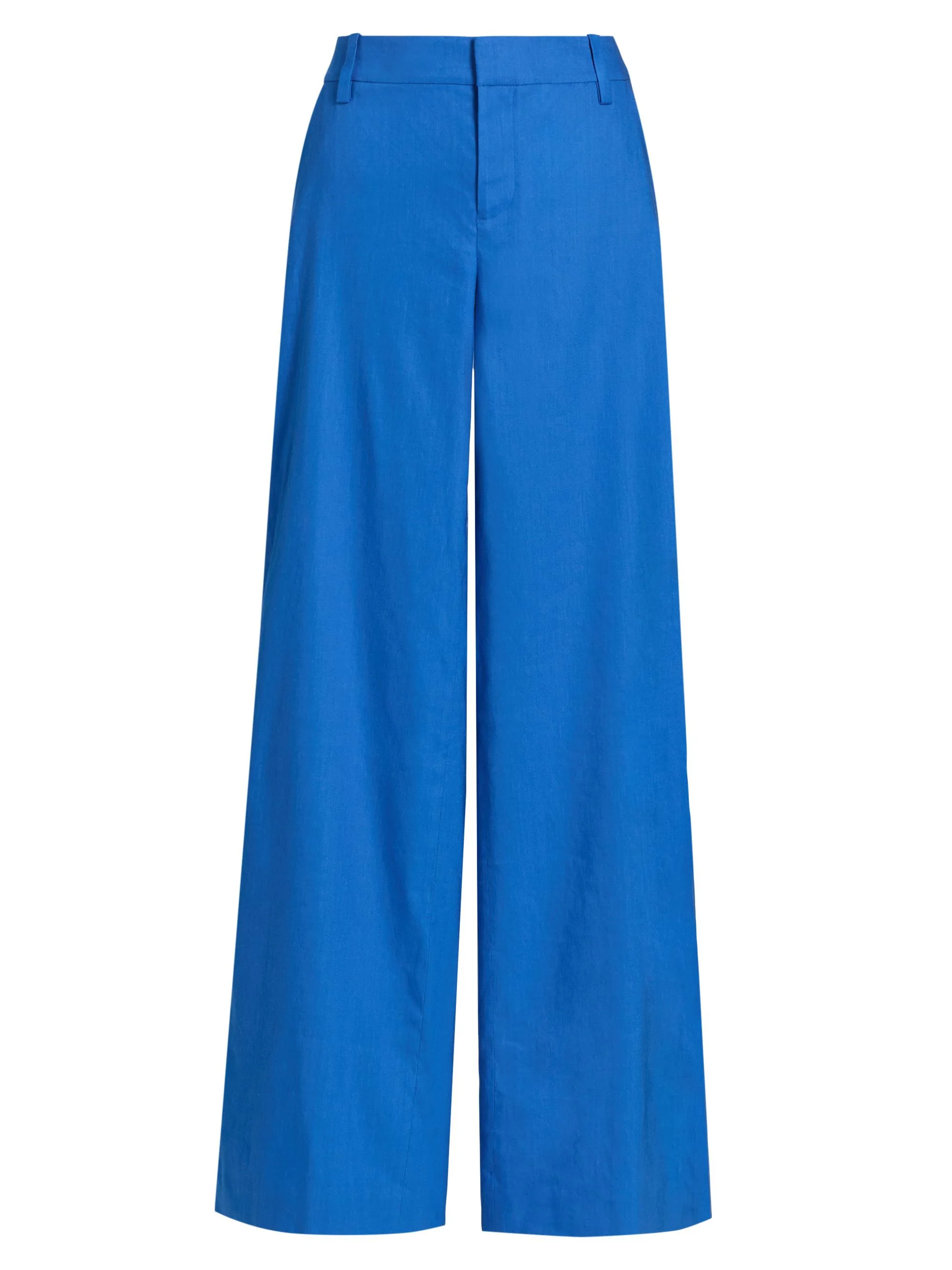 Women's Stu Linen-Blend Low-Rise Baggy Pants - Blue Iris - 1
