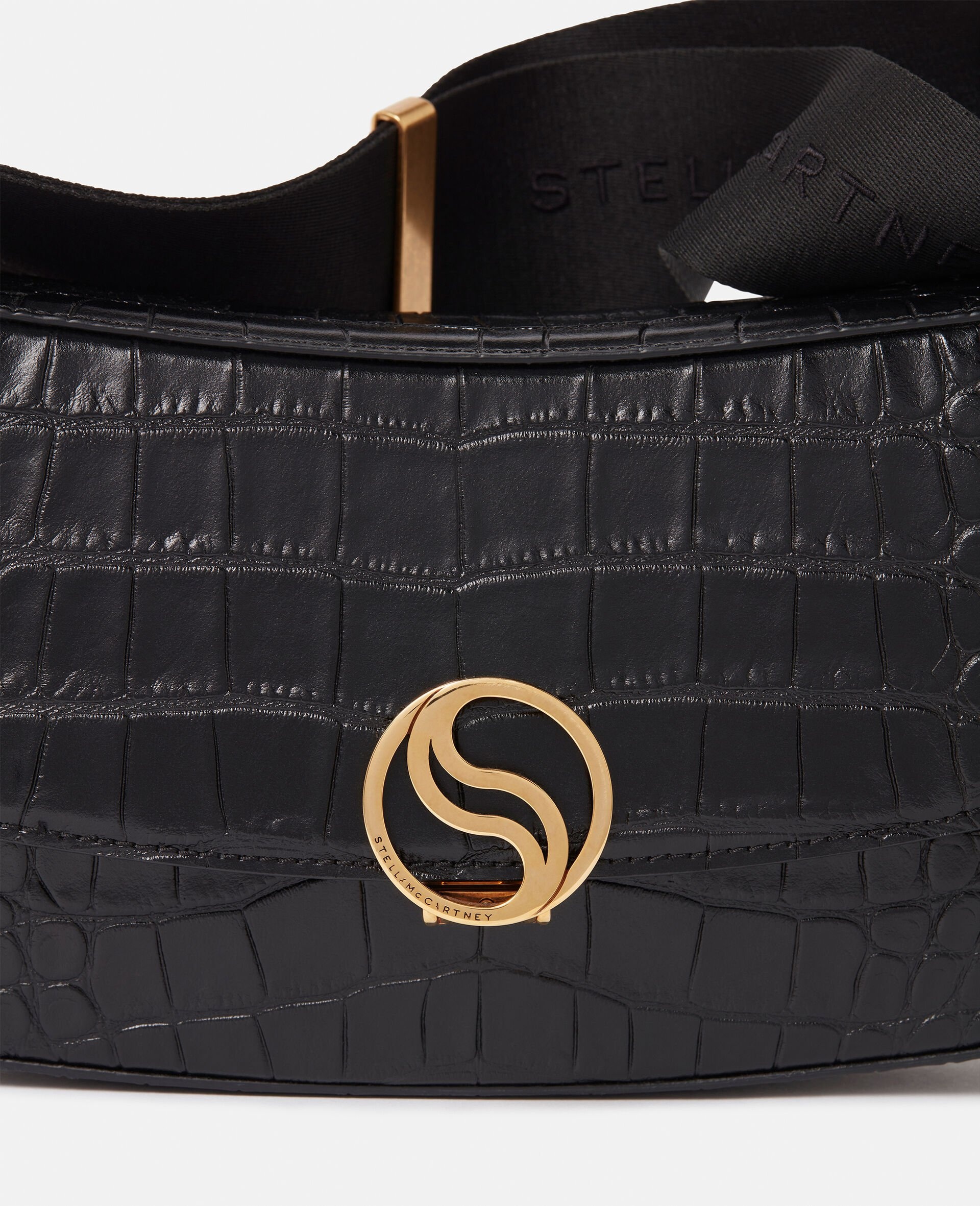 S-Wave Croc-Effect Embossed Shoulder Bag - 6