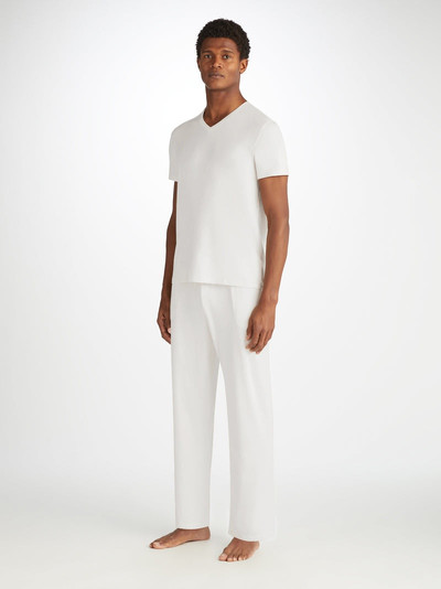 Derek Rose Men's Lounge Trousers Basel Micro Modal Stretch White outlook