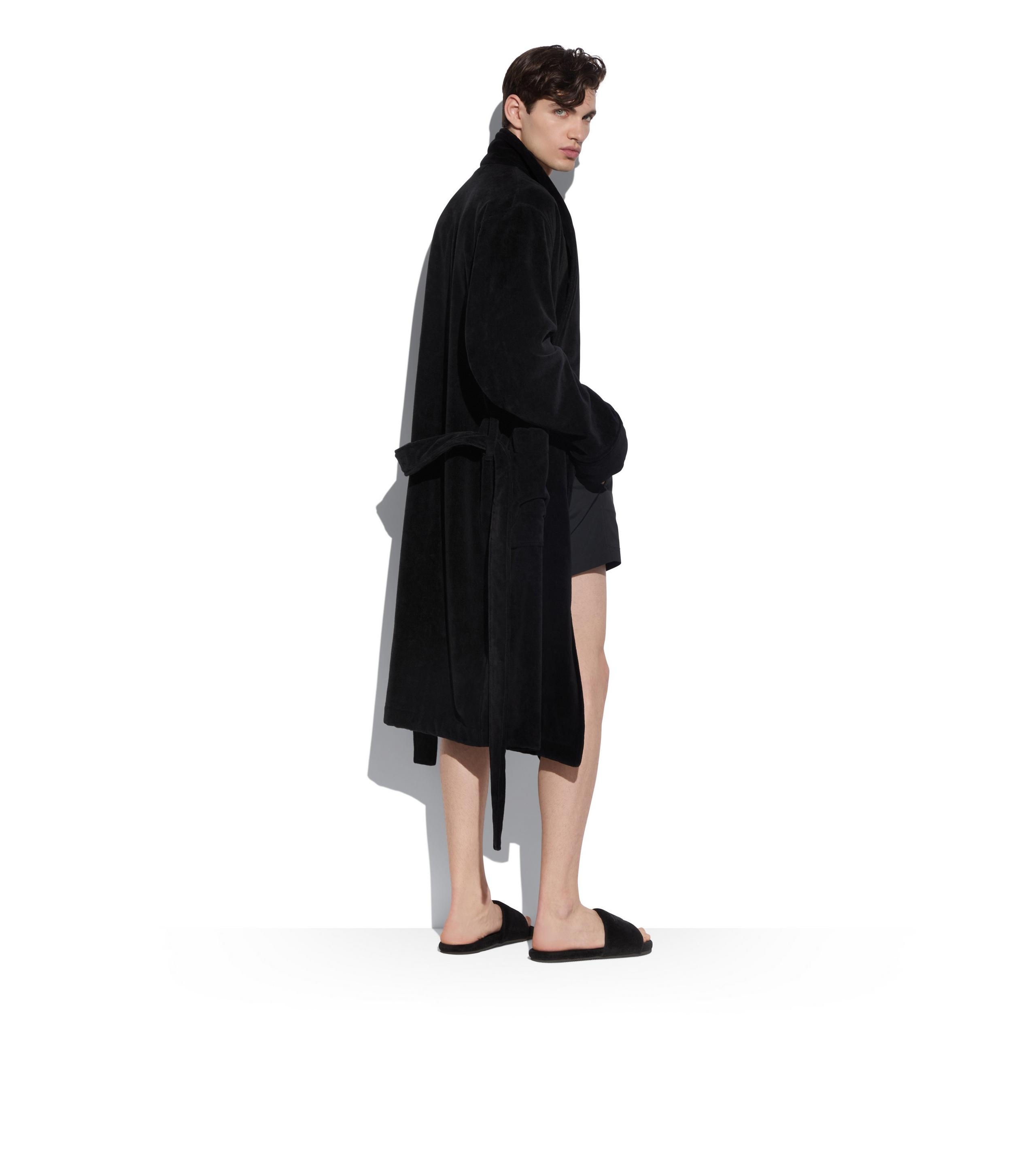 SOLID TOWELLING SHAWL COLLAR ROBE - 3