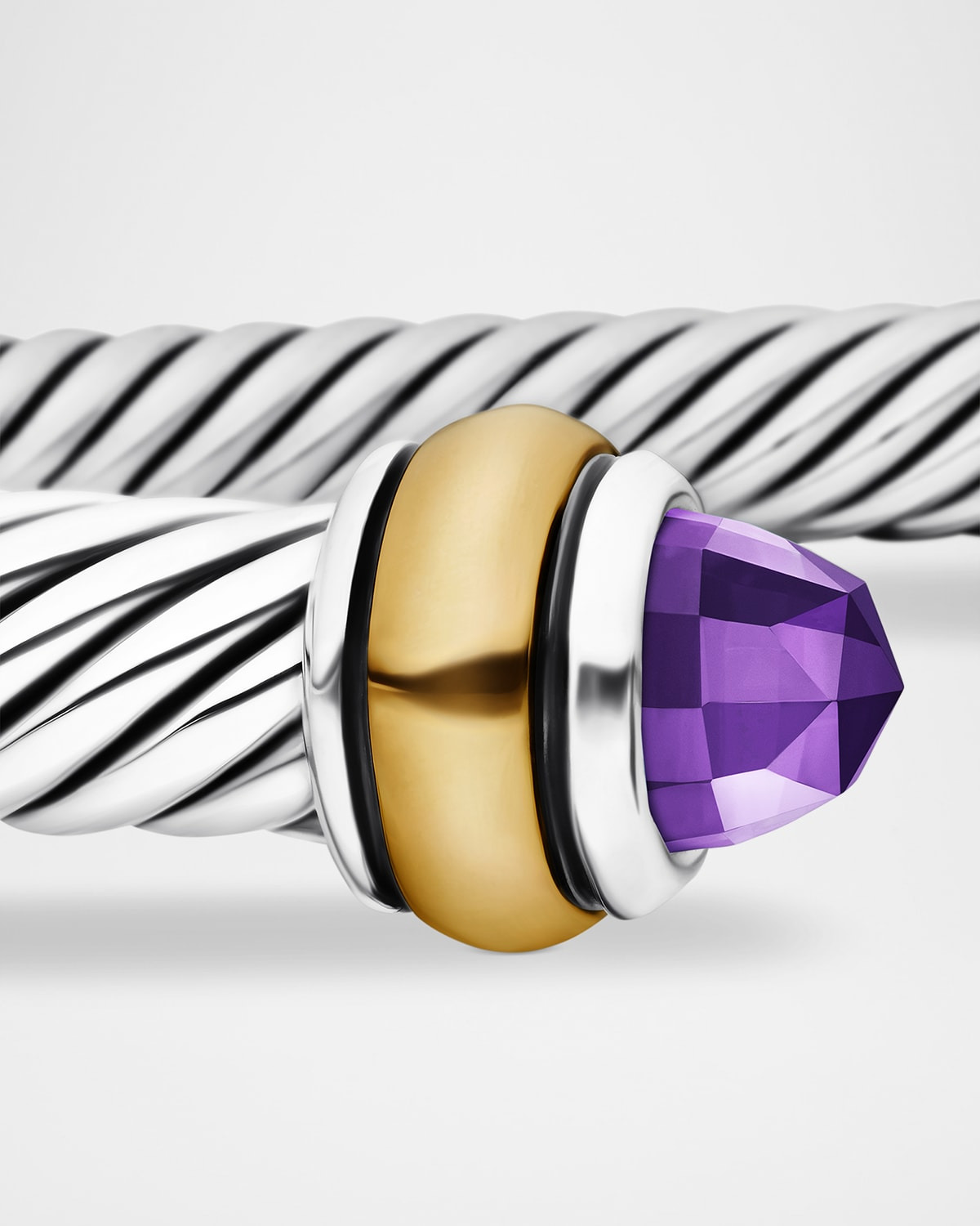 Cable Bracelet with Gemstone in Silver with 18K Gold, 4mm - 5