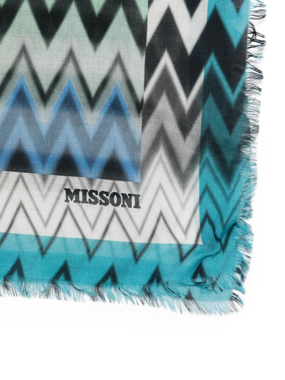zigzag frayed-edge scarf - 3