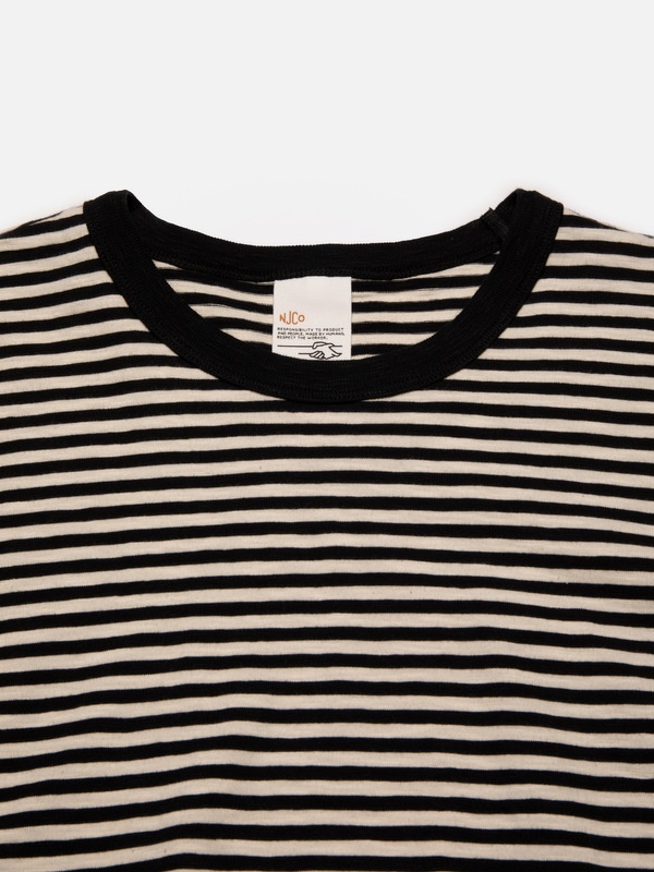 Roy Slub Stripe T-Shirt Ecru/Black - 4