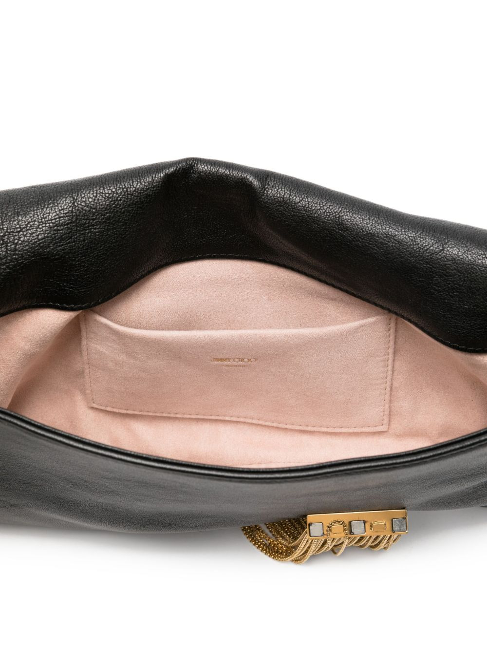 Zandra chain-embellished leather clutch - 5