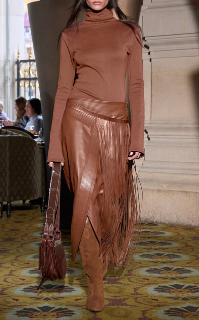 Johanna Ortiz Camel Winter Scents Leather Midi Skirt brown outlook