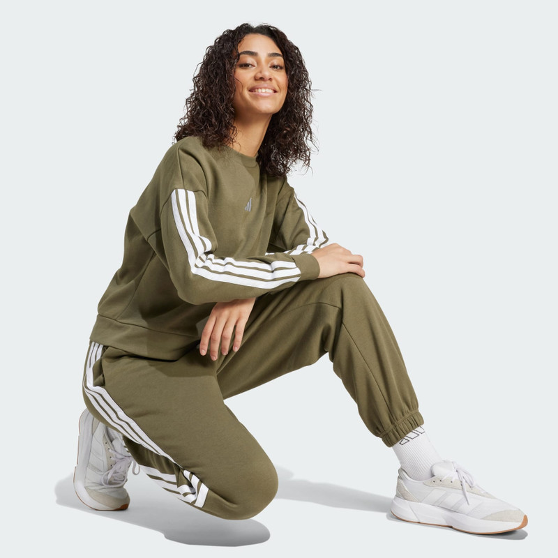 Essentials 3-Stripes Fleece Loose-Fit Pants 4