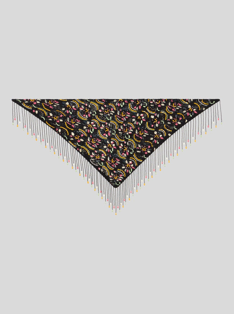 TRIANGULAR LACE SCARF WITH BEADS 1