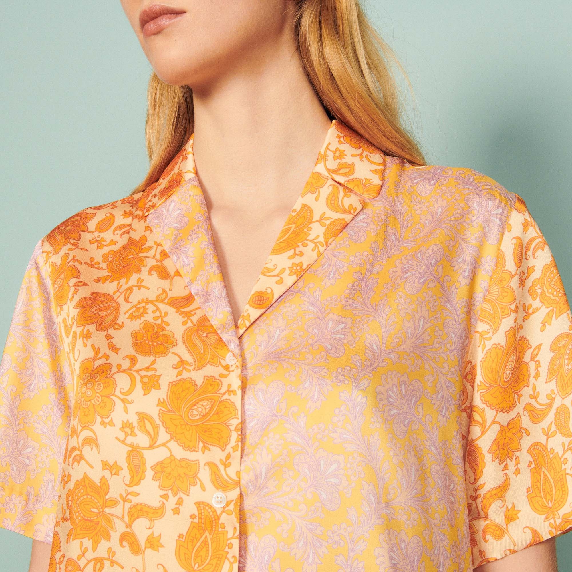 Floaty shirt with Folk Flower print - 5