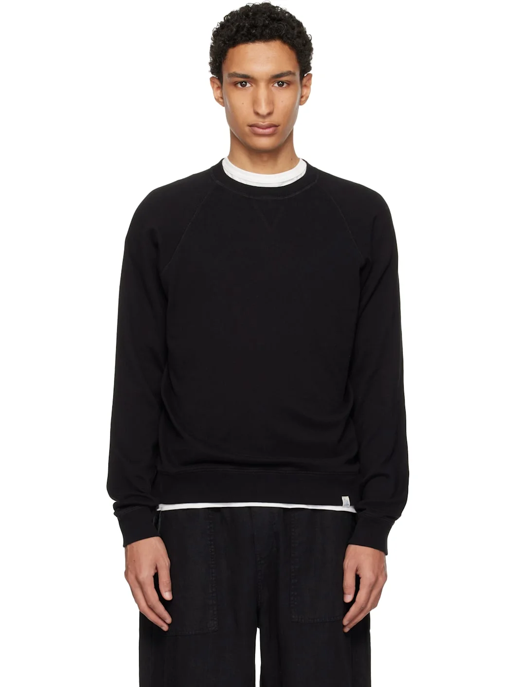 Black Relaxed Lightweight Raglan Sweatshirt - 1