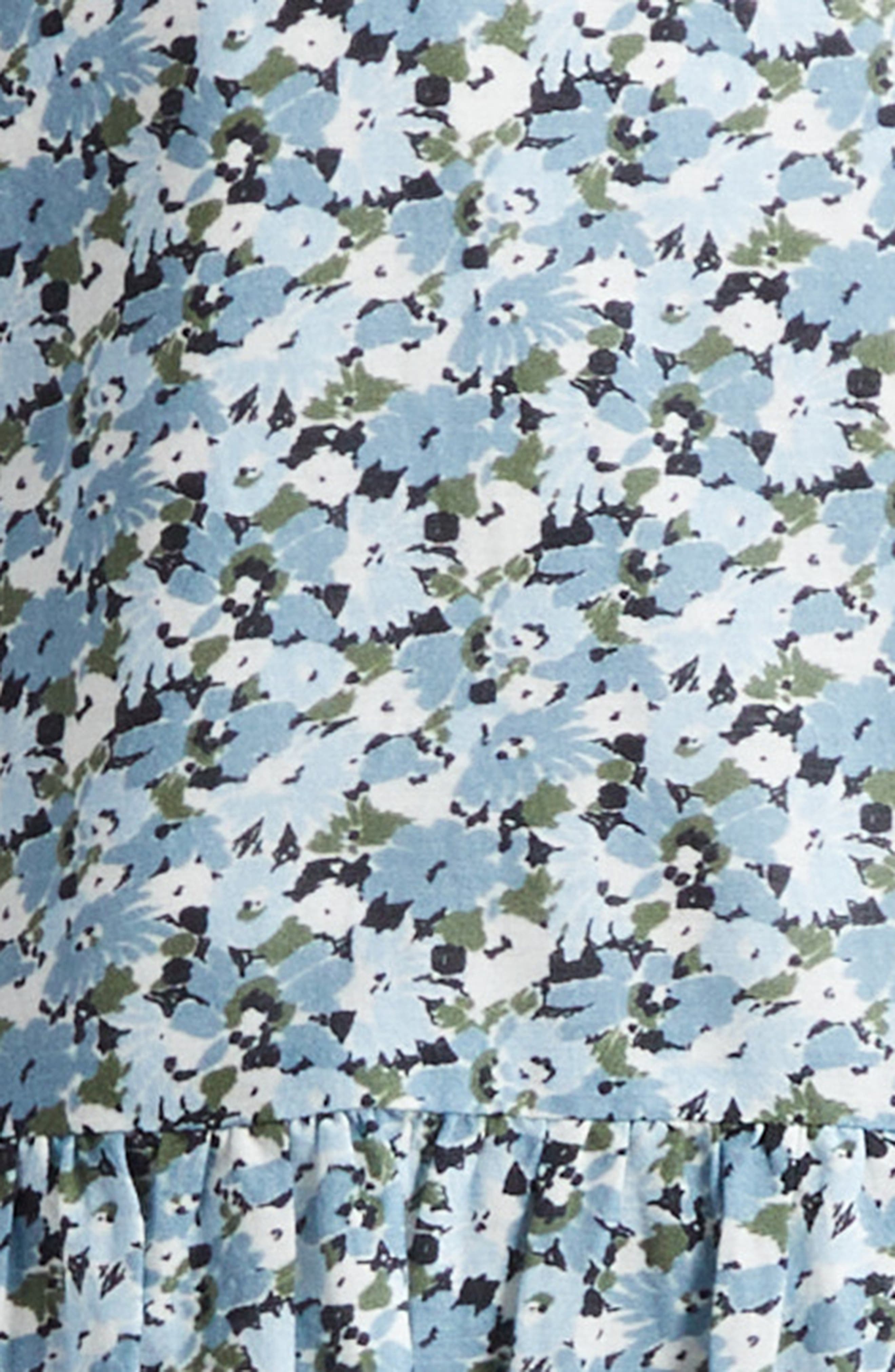 Veronica Beard Yulianna Floral Cotton Blend Dress in Lake Mist Multi at Nordstrom - 6