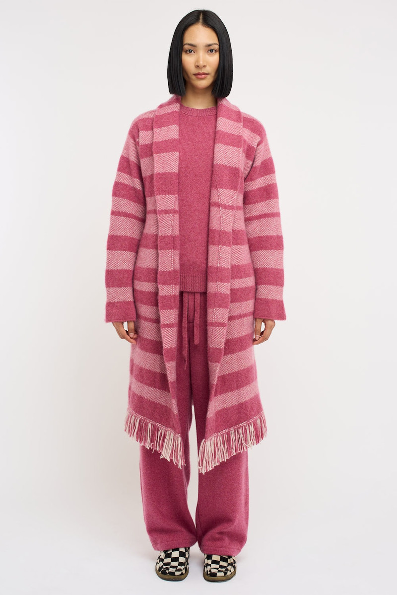 The Elder Statesman SUBWAY STRIPE WOMEN'S FRINGE ROBE outlook