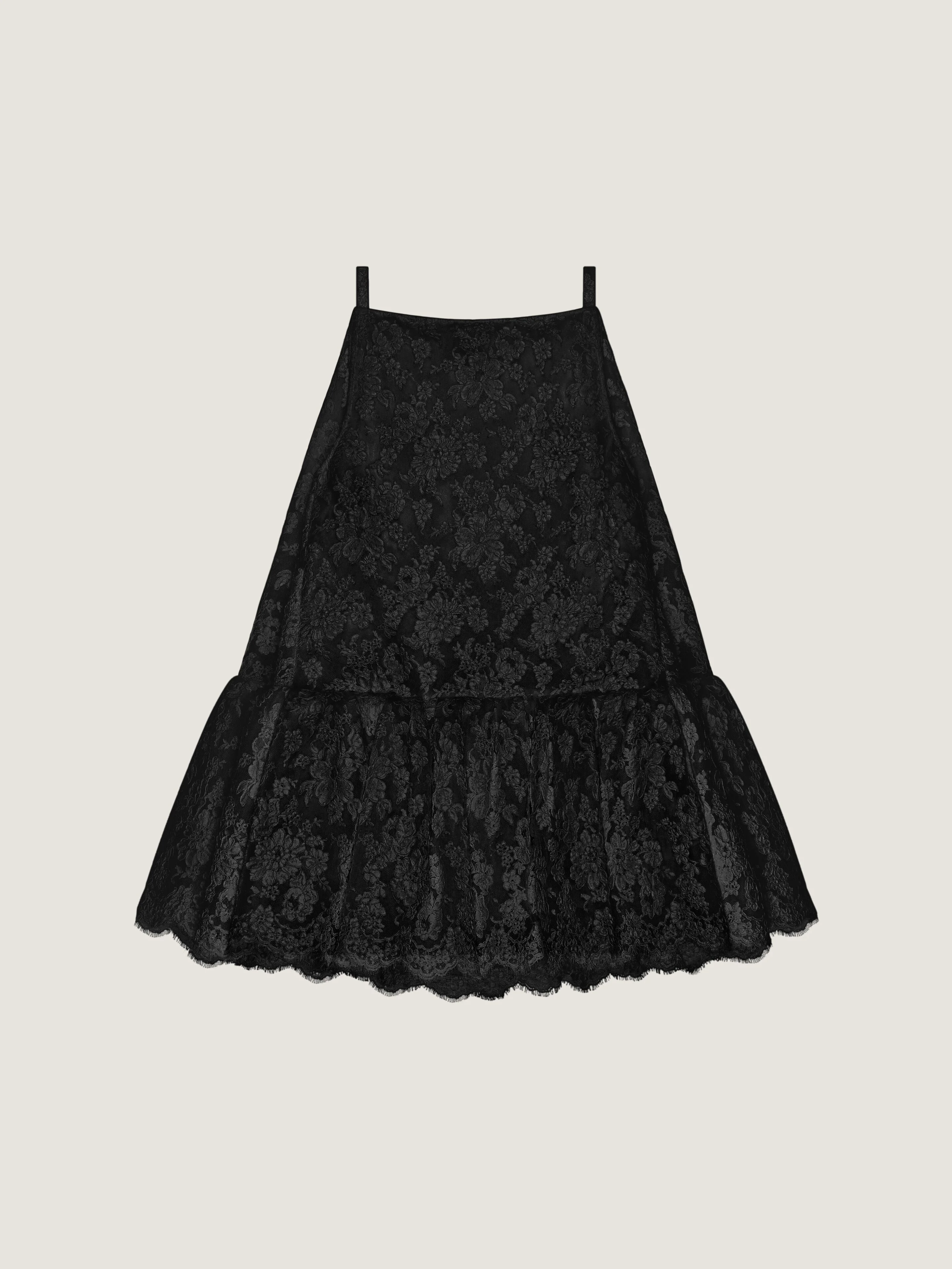 SLICED MINI RUFFLED DRESS IN LACE - 1