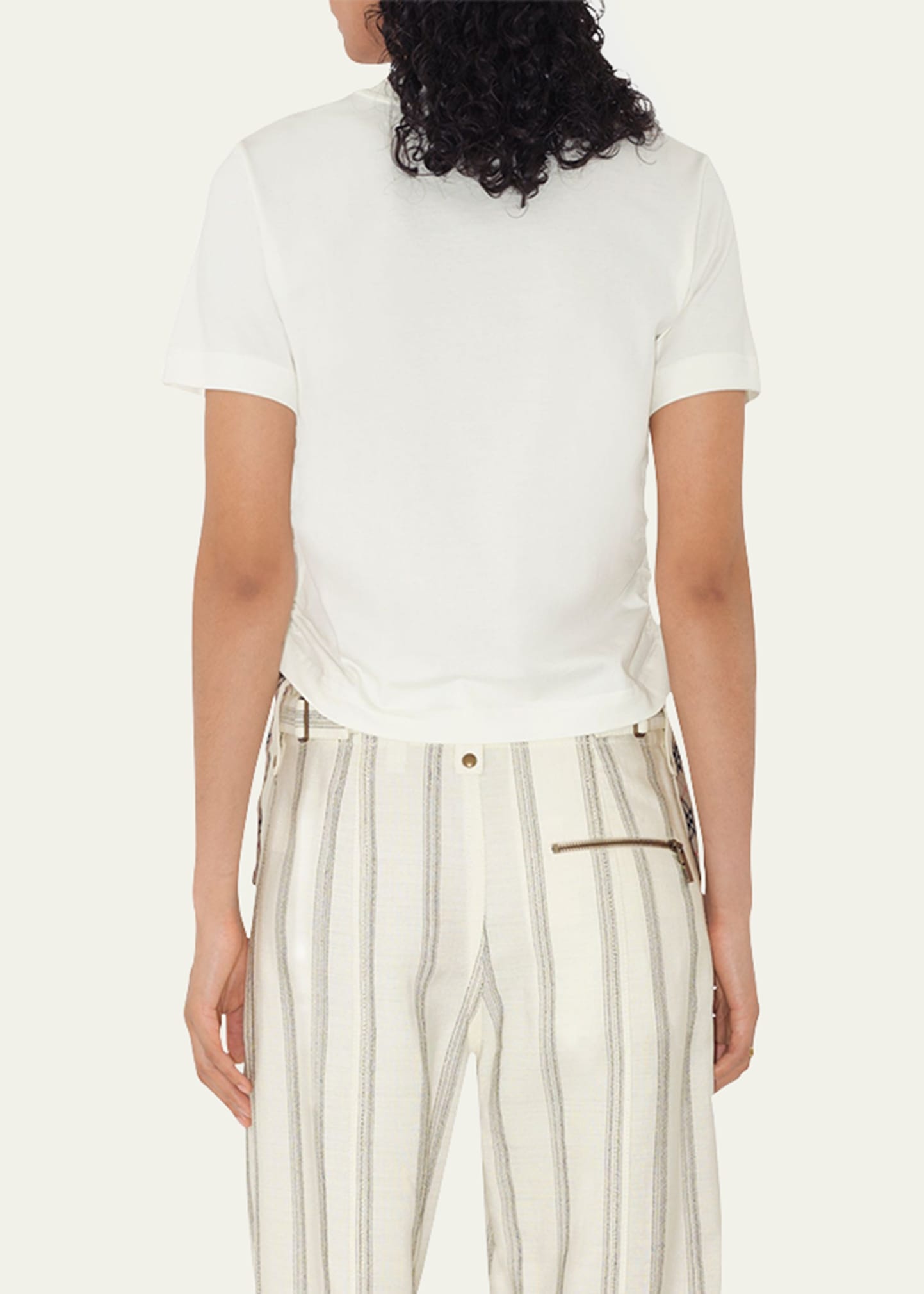 Ruched Check-Ties Short-Sleeve T-Shirt - 3