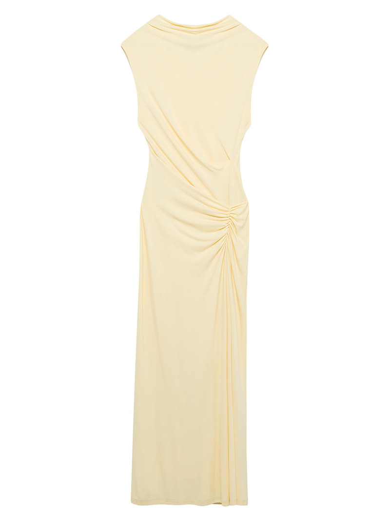 Women's Acacia Ruched Midi-Dress - Light Yellow 1