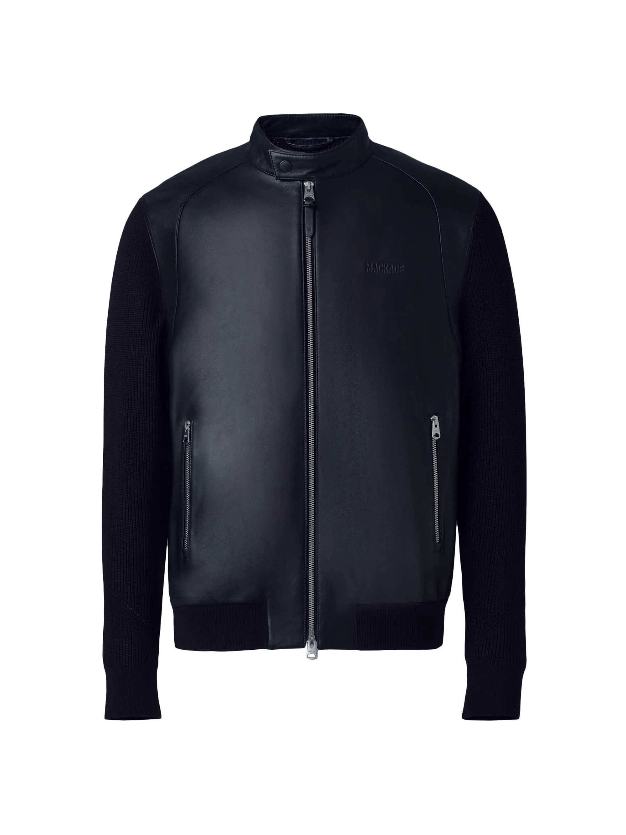 Men's Dominic Knit Mixed-Media Jacket - Black - 1