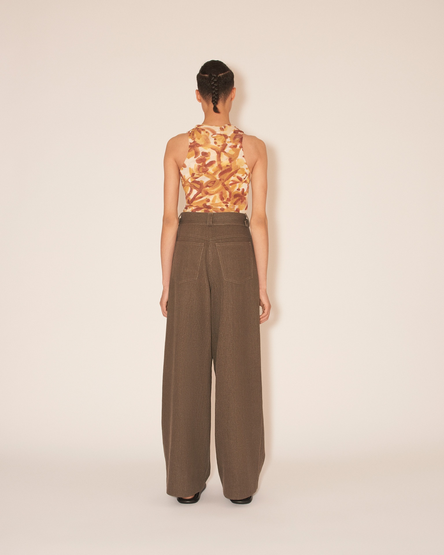 JULIETA - Slouchy wide leg pure denim linen jeans - Khaki - 5