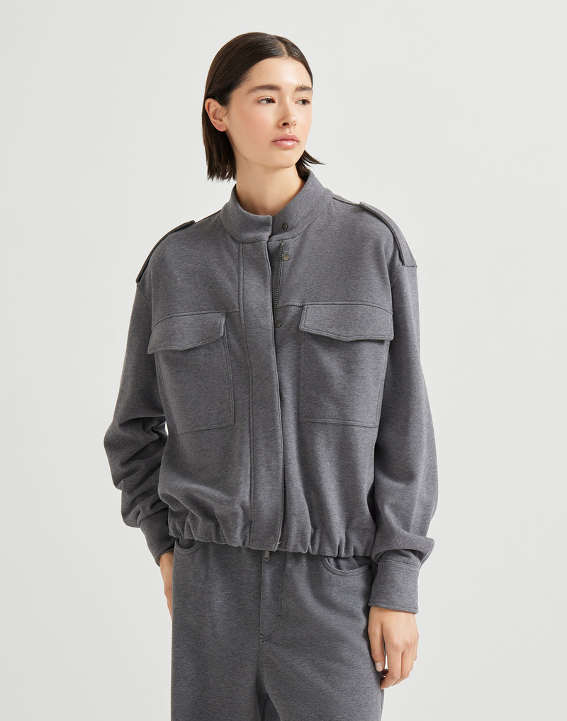 Cotton smooth French terry outerwear-style sweatshirt 1